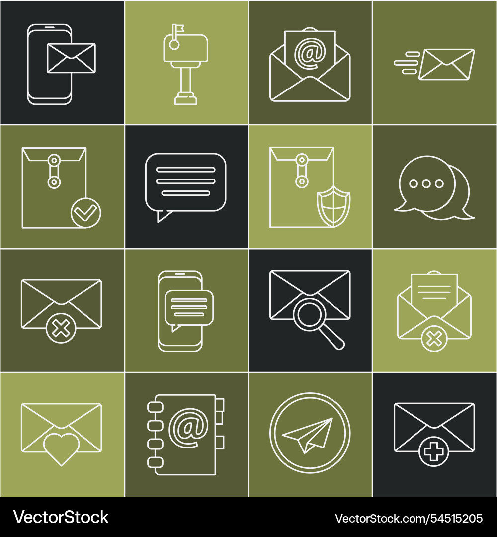 Set line received message concept delete envelope Vector Image