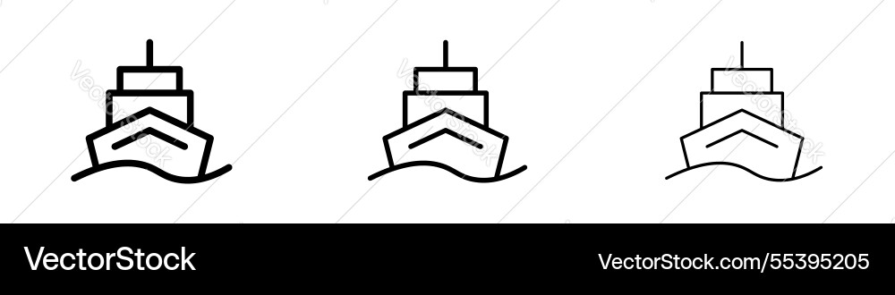Ship icons in three different stroke lines Vector Image