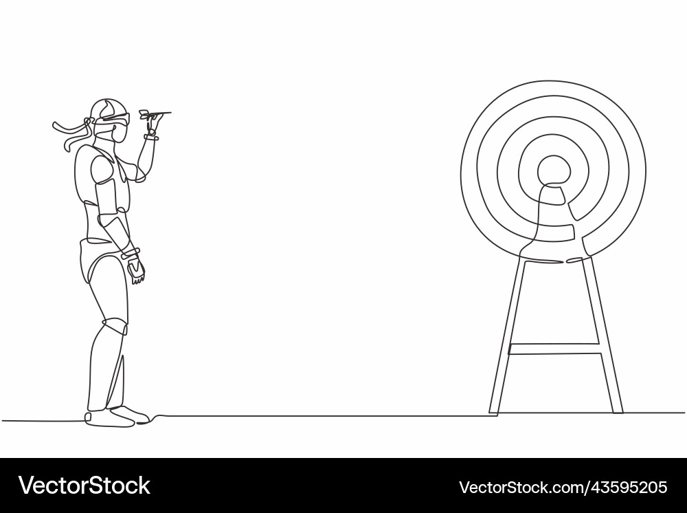Single one line drawing robot using blindfold Vector Image