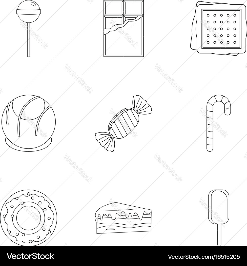 Sweet Icon Set - Dessert Outline Vektorbild
