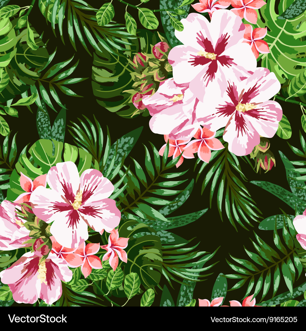 Tropical Leaves Seamless Pattern Vector Image