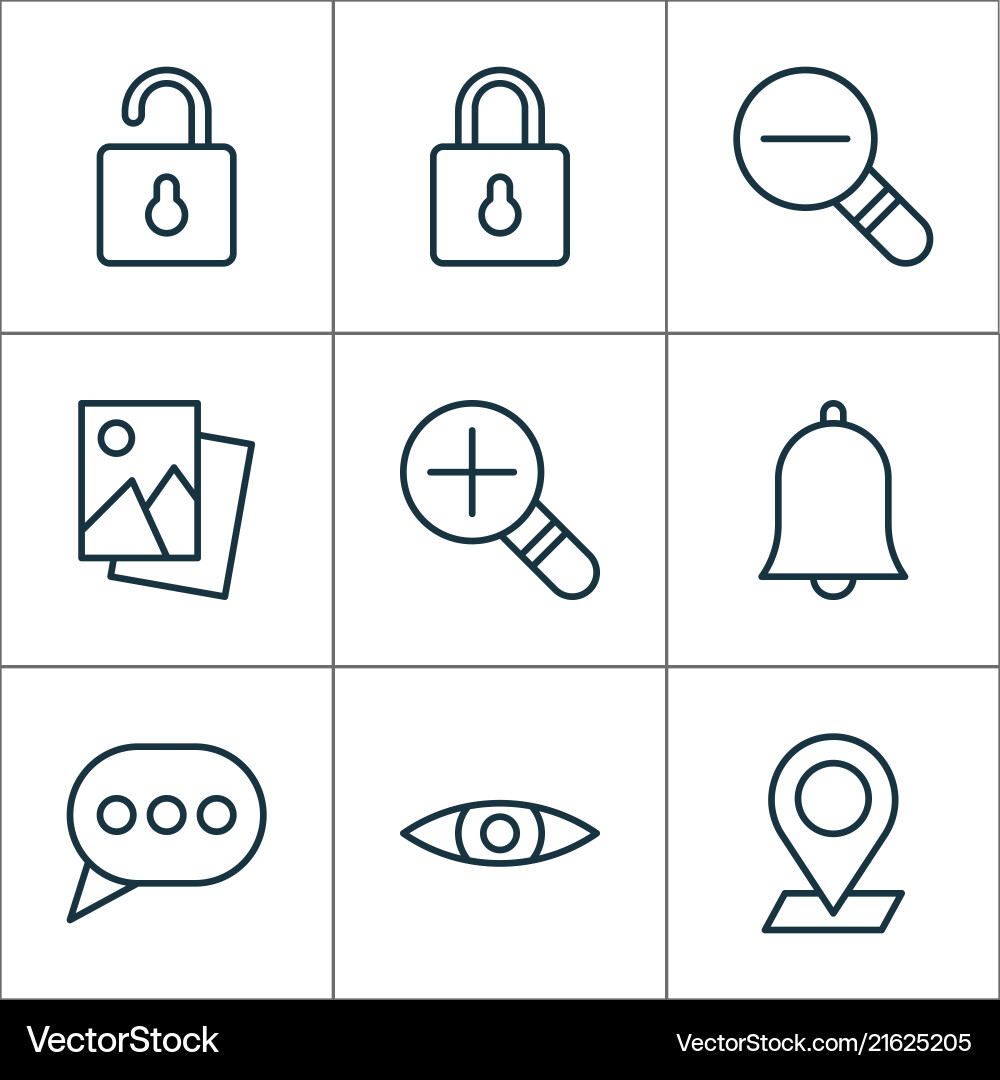 Web icons set with open lock eyes scenery image Web icons set with open lock eyes scenery image vector image