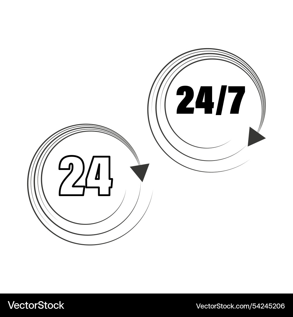 24 hour icon continuous service symbol time 24 hour icon continuous service symbol time vector image