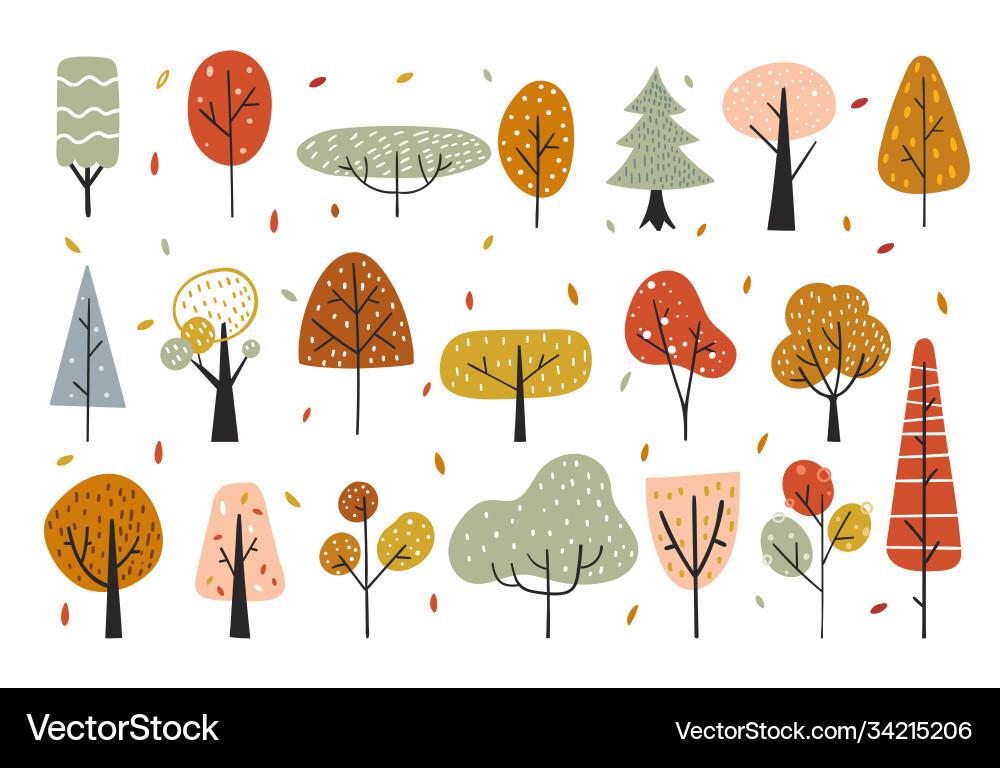 Autumn decorative elements with abstract trees Autumn decorative elements with abstract trees vector image