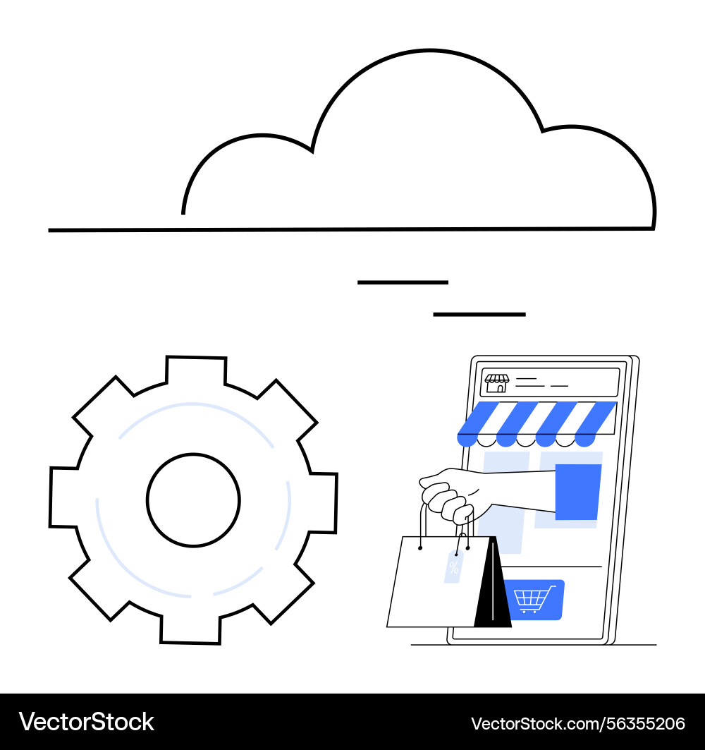 Cloud computing and e-commerce integration Cloud computing and e-commerce integration vector image