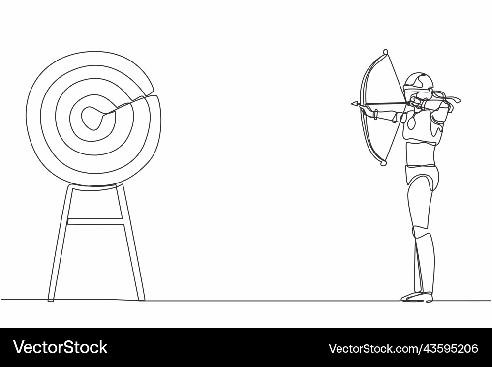 Continuous one line drawing blindfold robot Continuous one line drawing blindfold robot vector image