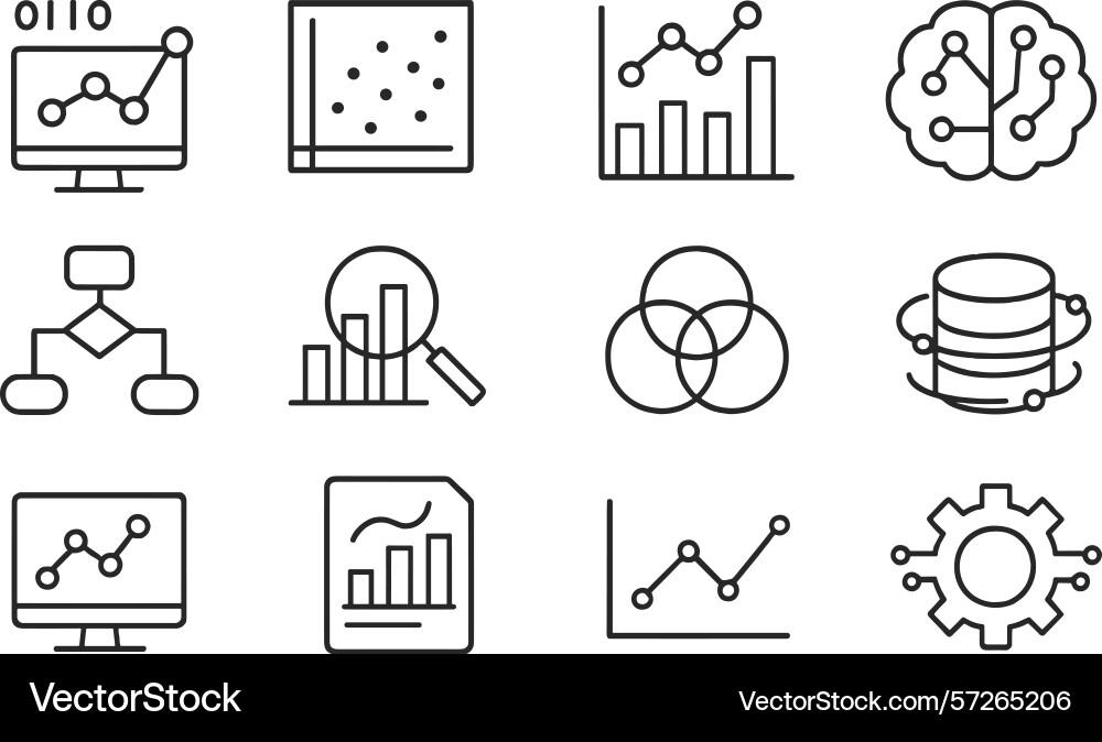 Data analysis and visualization elements designed vector image