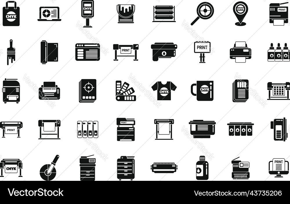 Digital printing icons set simple computer Digital printing icons set simple computer vector image