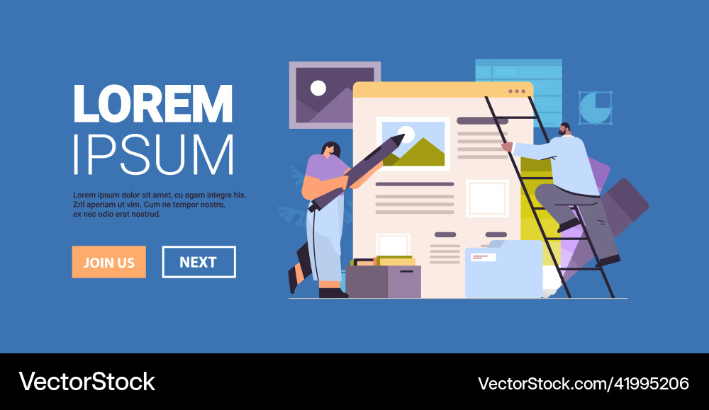 Entwickler Paar erstellen Website ui interface Vektorbild