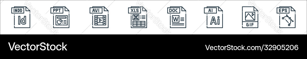 File type line icons linear set quality Vector Image