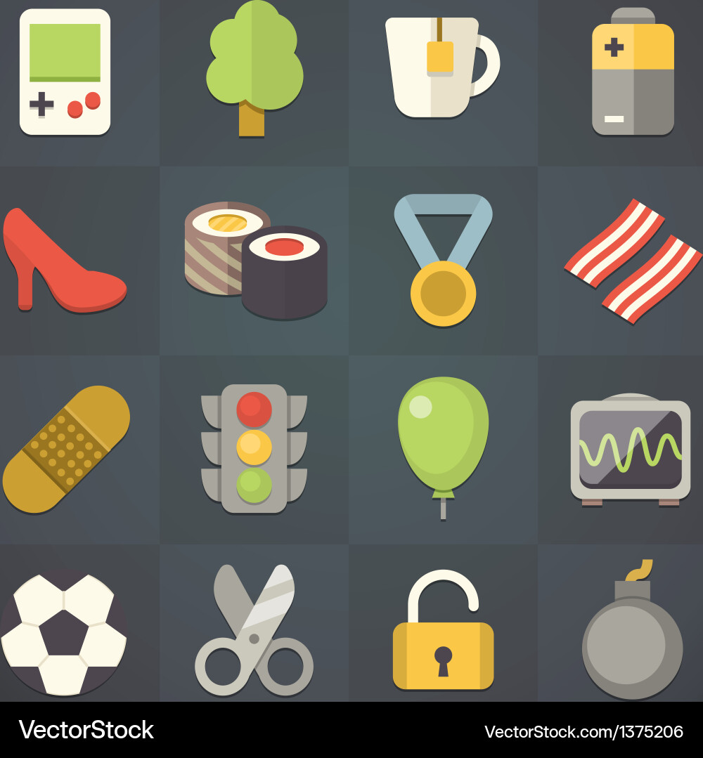 Flat Icon Set - Application & Web vector image
