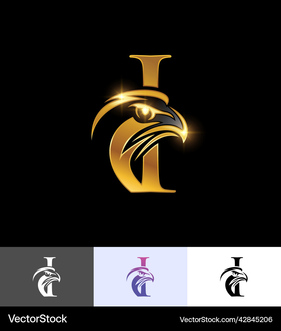 Golden eagle monogram initial letter i Royalty Free Vector