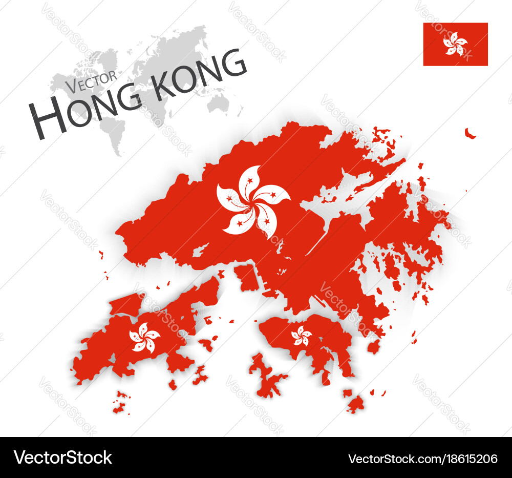 Hong kong flag and map vector image