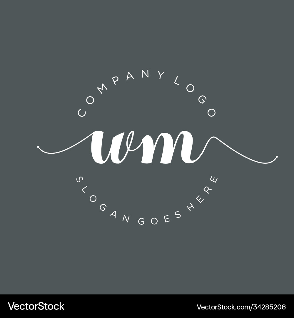 Initial wm handwriting logo with circle template Vector Image
