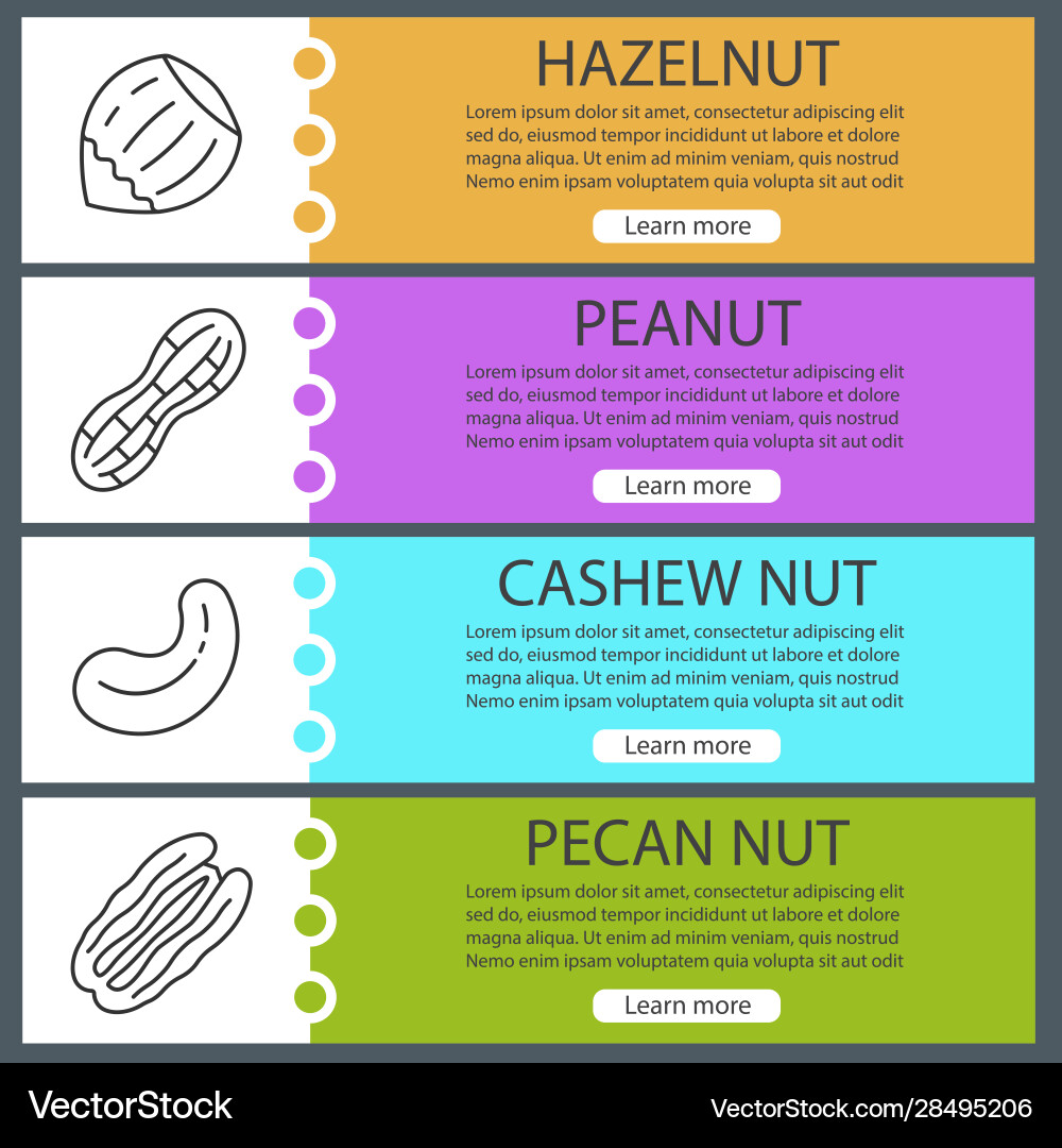Nuts types web banner templates set Vector Image