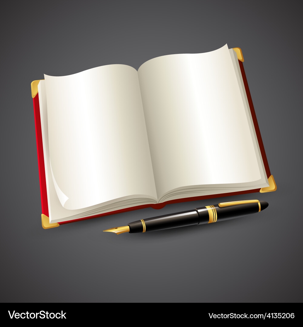 Open Notebook with Pen Vector Image