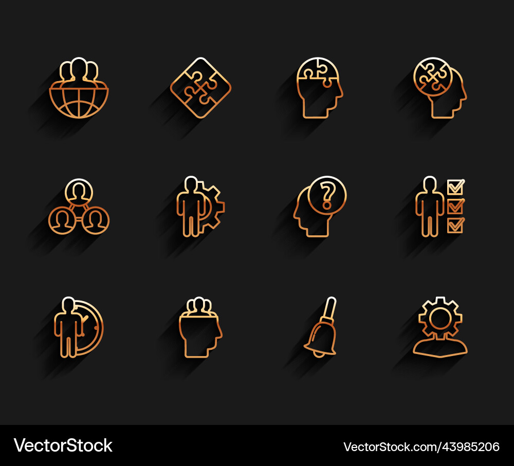 Set line time management project team base globe Vector Image