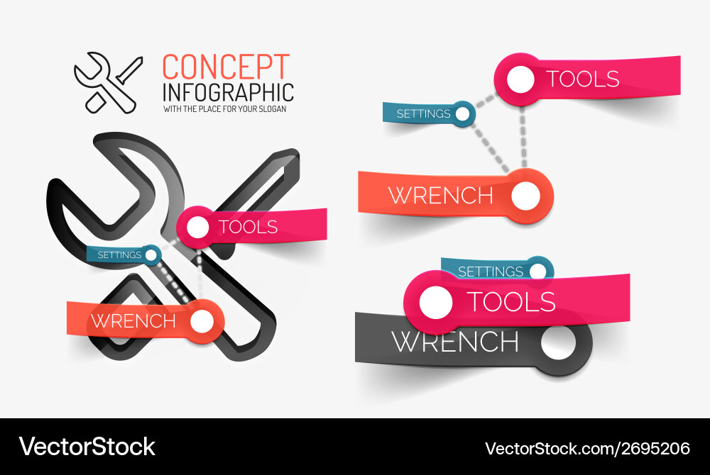 Setting tools infographics with keywords Vector Image