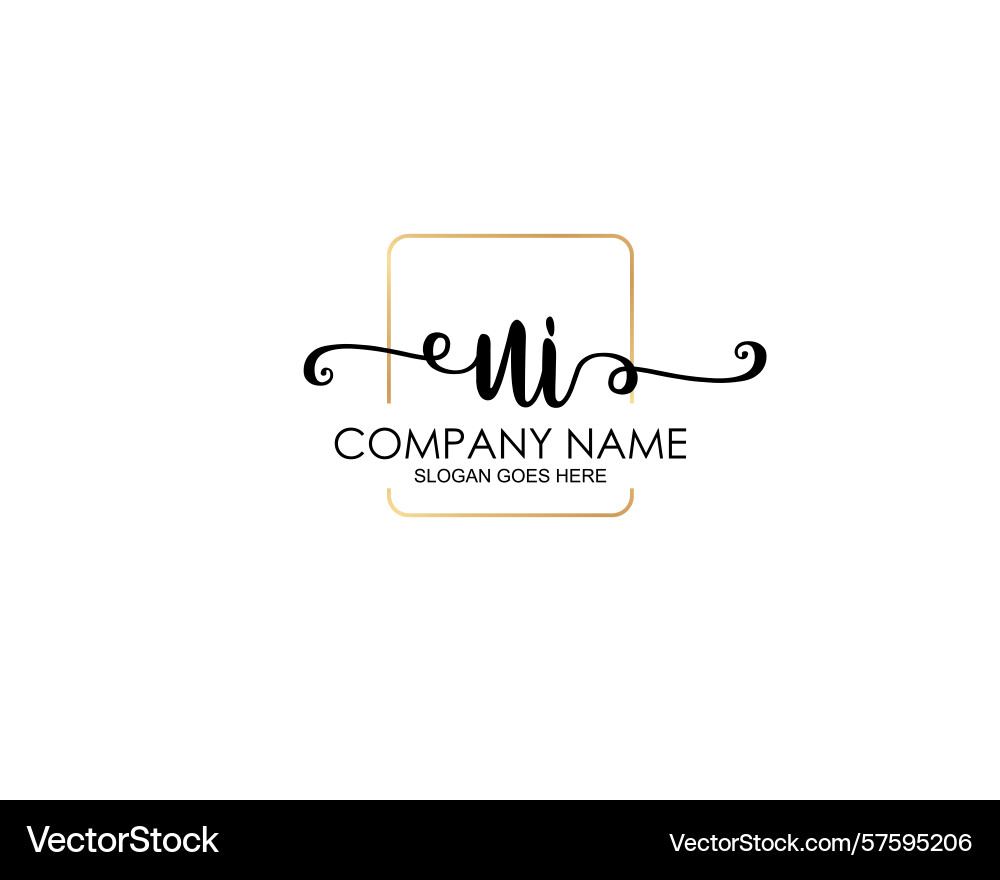 Ui initial handwriting logo design collection Vector Image
