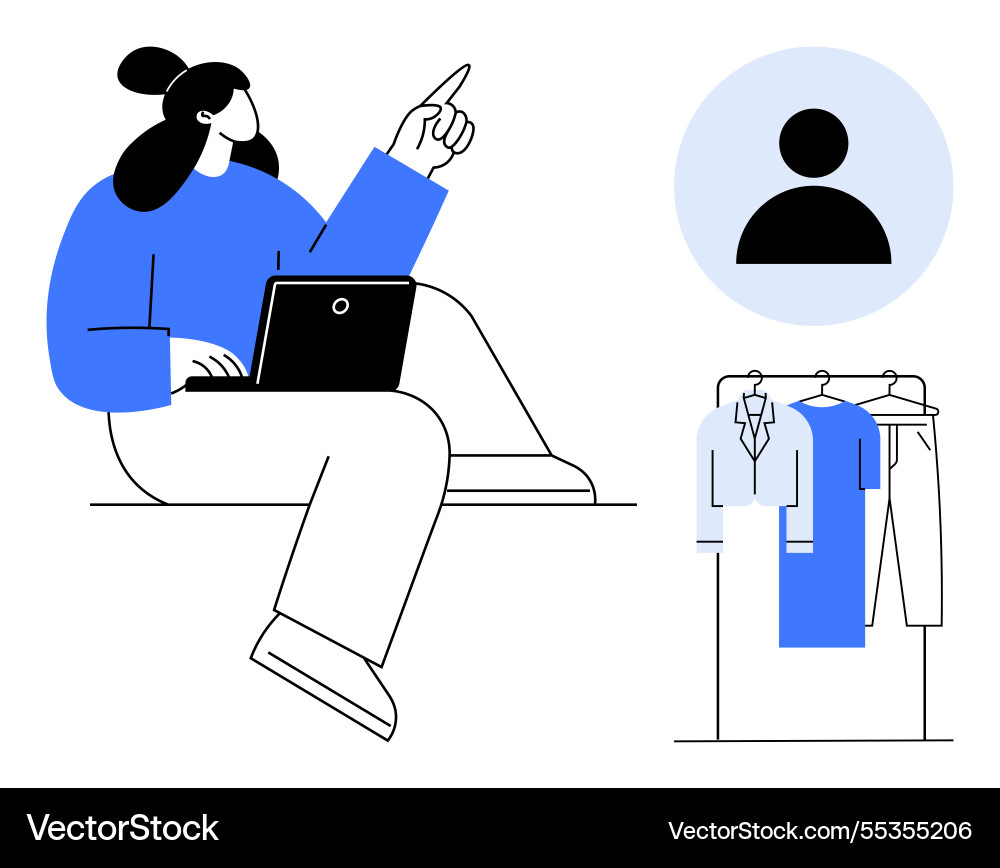 Woman shopping online with laptop highlighting Woman shopping online with laptop highlighting vector image