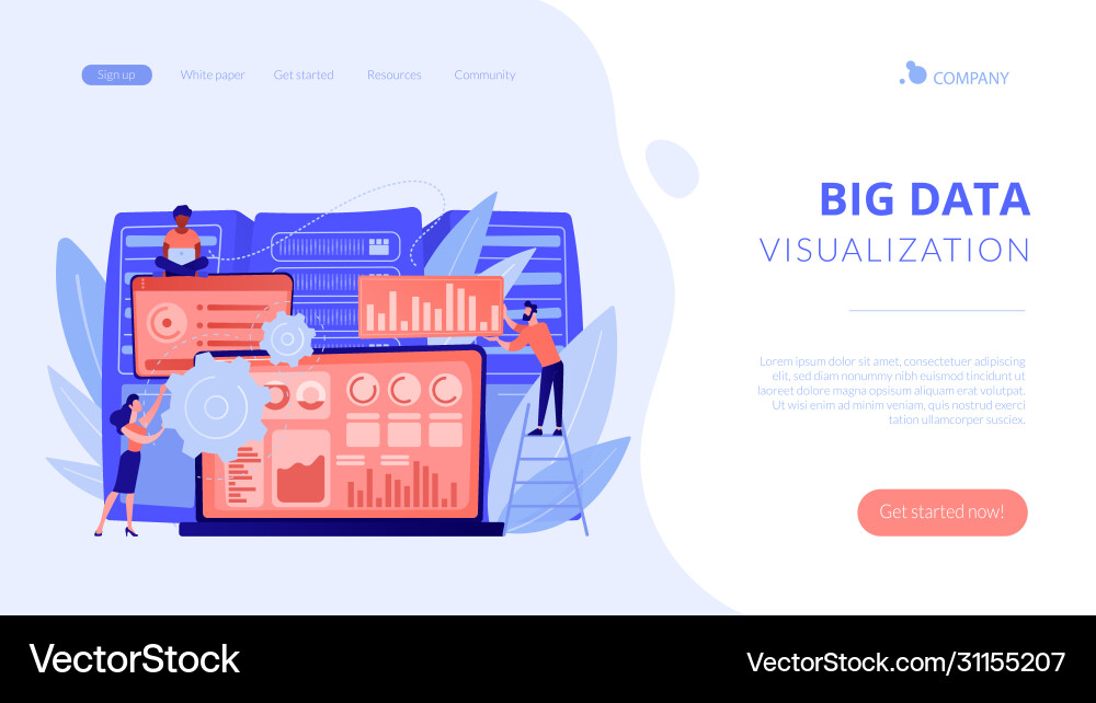 Big data visualization concept landing page Vector Image