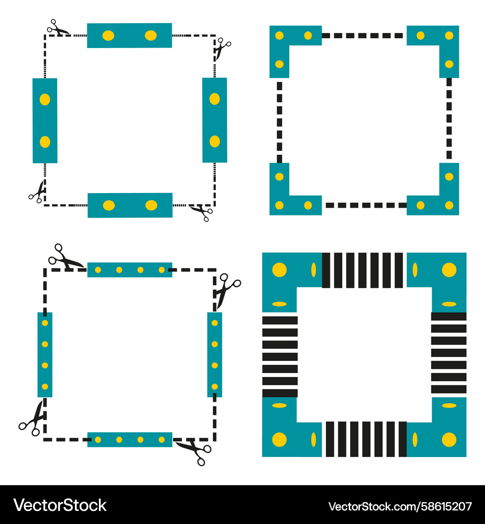 Blue frame set cool border icon wave line pattern Vector Image