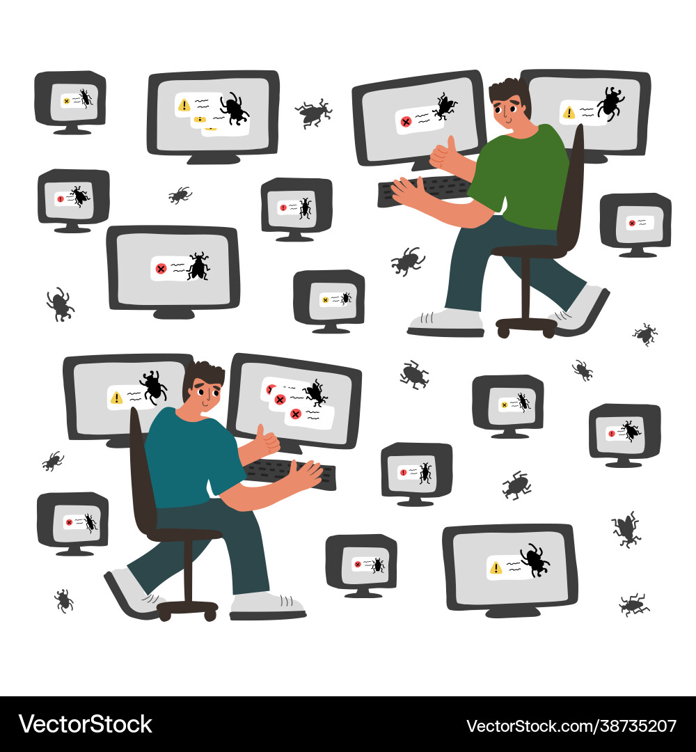Bug in Software - IT Monitoring Vector Image