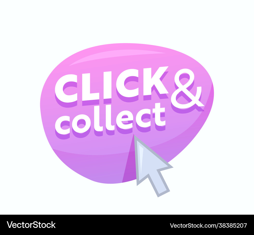 Click and collect pink bubble with arrow pointer Vector Image