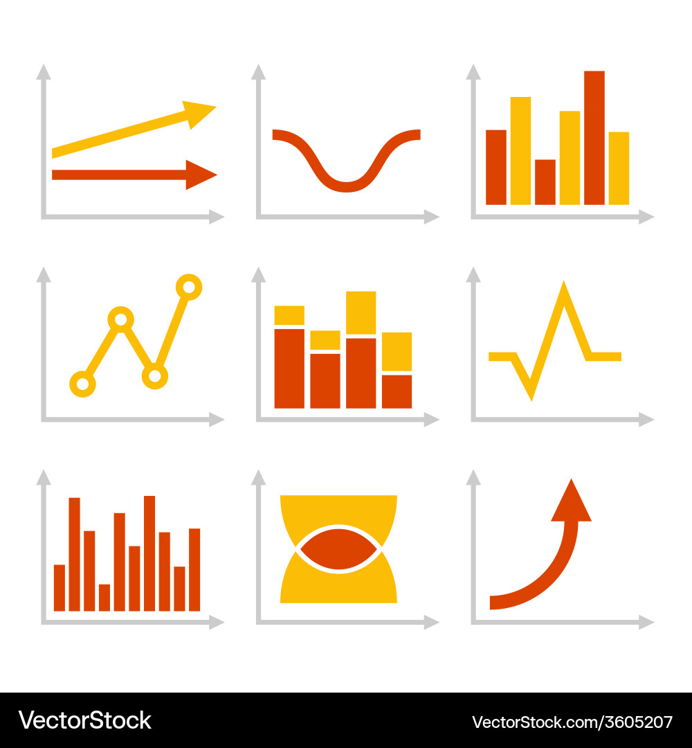 Color graph chart icons set vector image