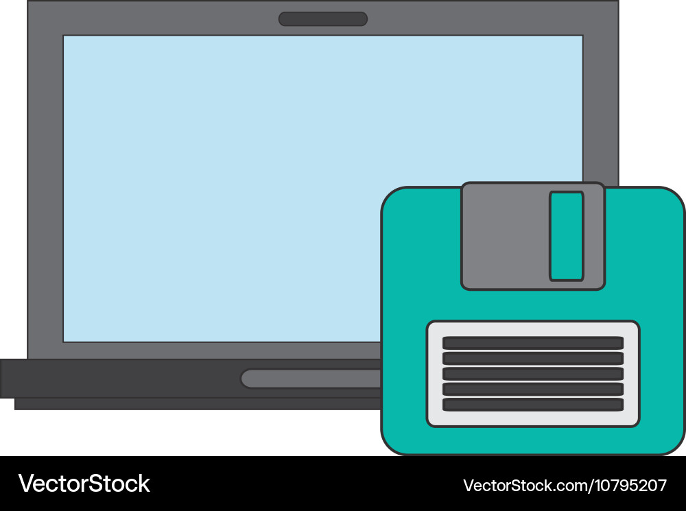 Computer and floppy disk icon Vector Image