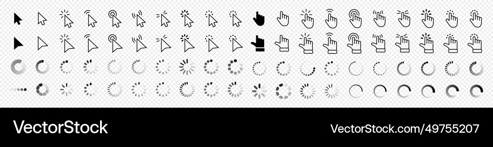 Computer Maus klicken Cursor graue Pfeilsymbole gesetzt vektorbild