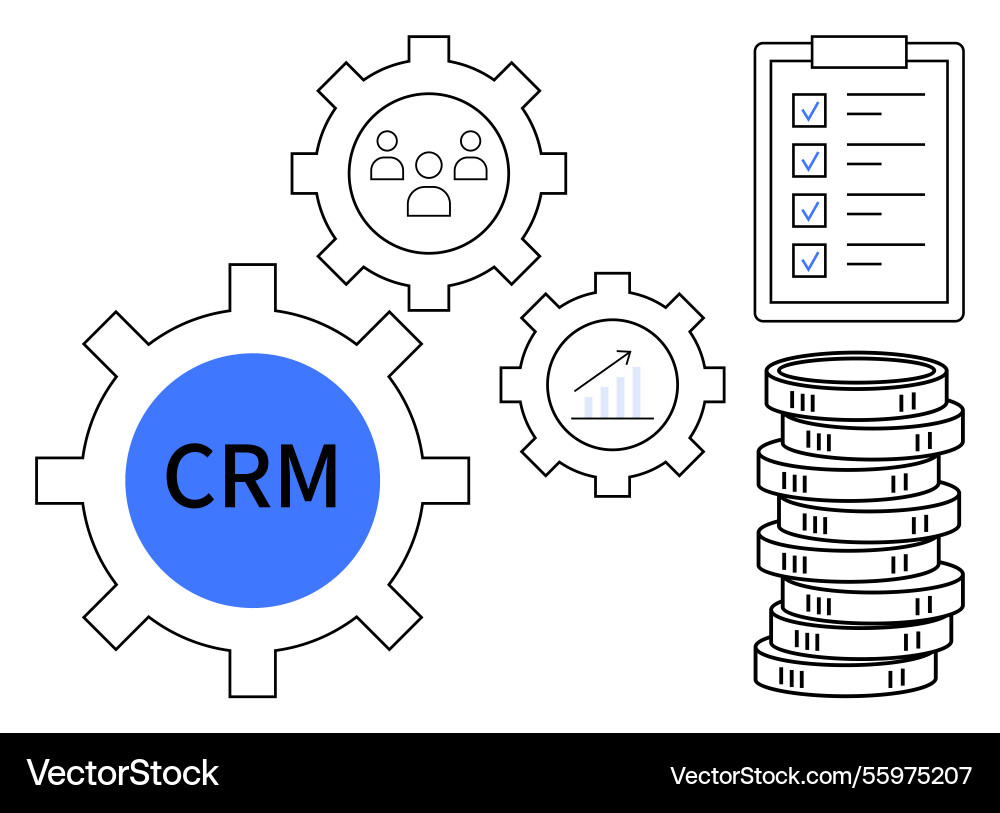 Crm system integration with analytics customer Crm system integration with analytics customer Vector Image