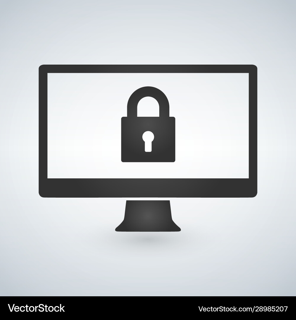 Desktop computer and lock on screen Desktop computer and lock on screen Vector Image