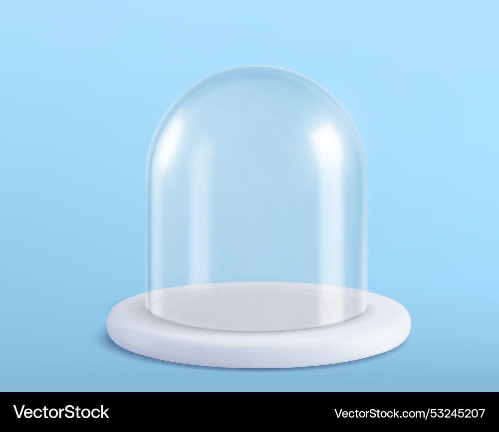 Glass dome isolated glossy bell sphere Royalty Free Vector