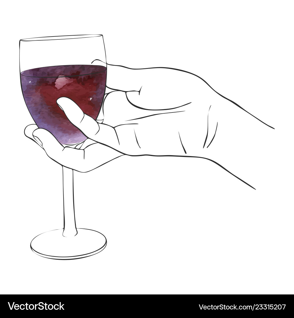 Hand mit Glas Rotwein Hand mit Glas Rotwein vektorbild