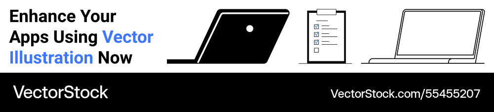 Laptops and digital checklist for app development Vector Image