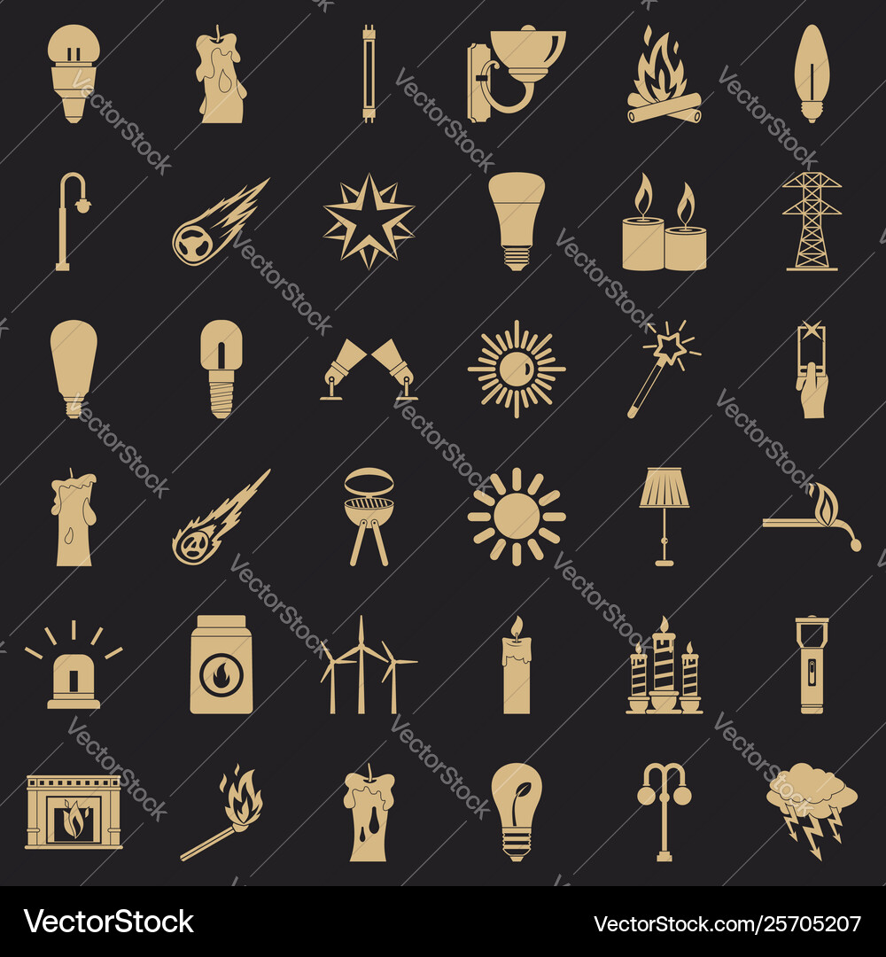 Light source icons set simple style vector image