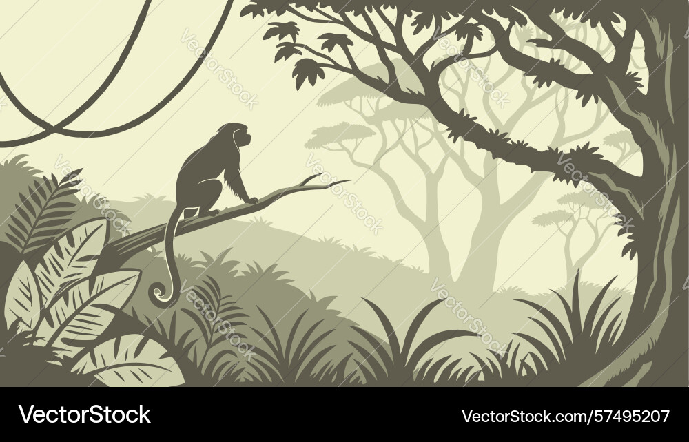 Monkey in a lush forest canopy design generative Vector Image
