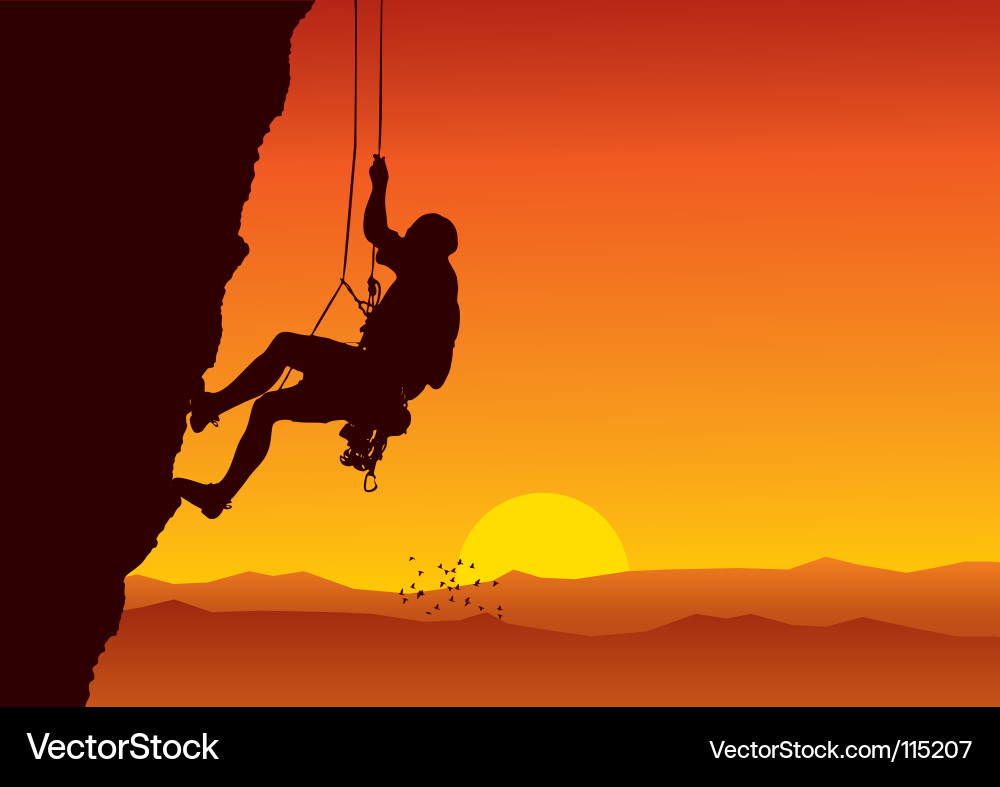 Mountain Climber Silhouette Vector Image