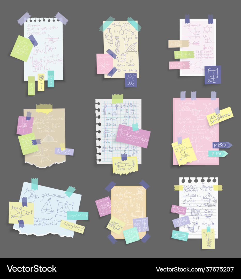 Paper notes stickers set different note Paper notes stickers set different note Vector Image