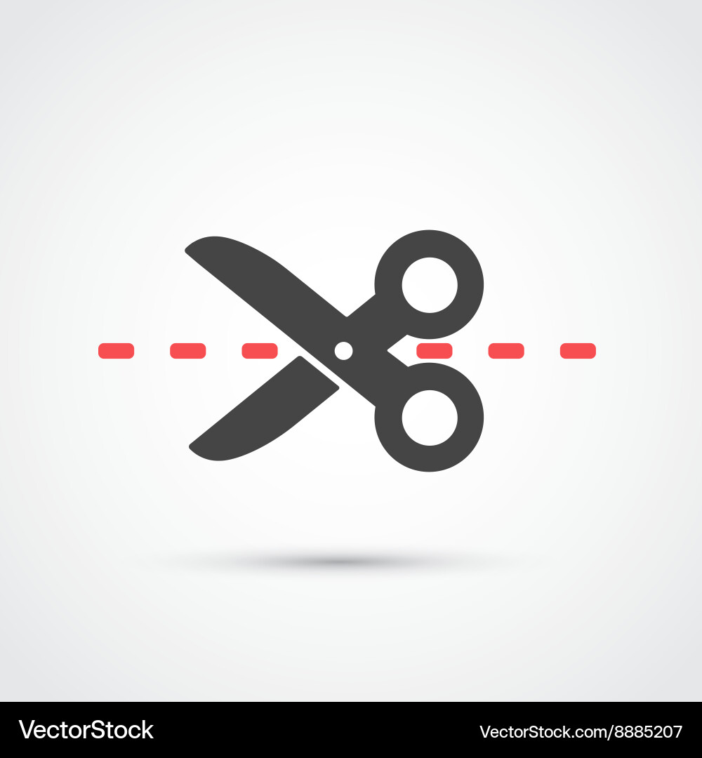 Scissors with cut line flat icon vector image