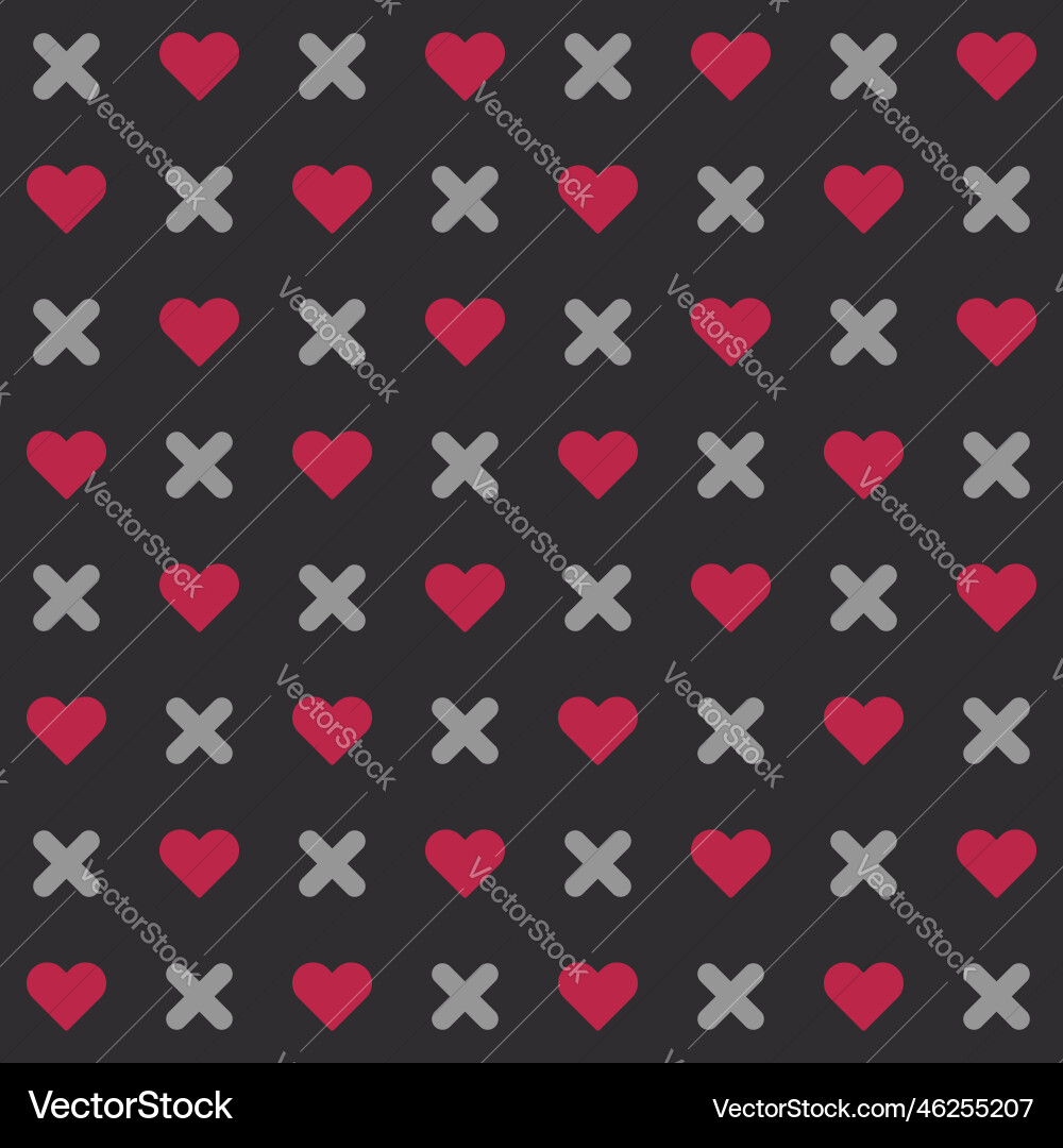 Seamless cross and heart shape background pattern Seamless cross and heart shape background pattern vector image