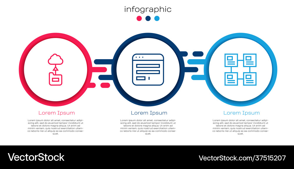 Set line cloud technology data transfer browser vector image