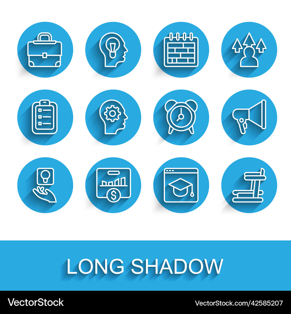 Set line light bulb key performance indicator vector image