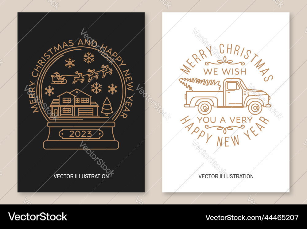 Set of merry christmas and happy new year flyer Set of merry christmas and happy new year flyer vector image