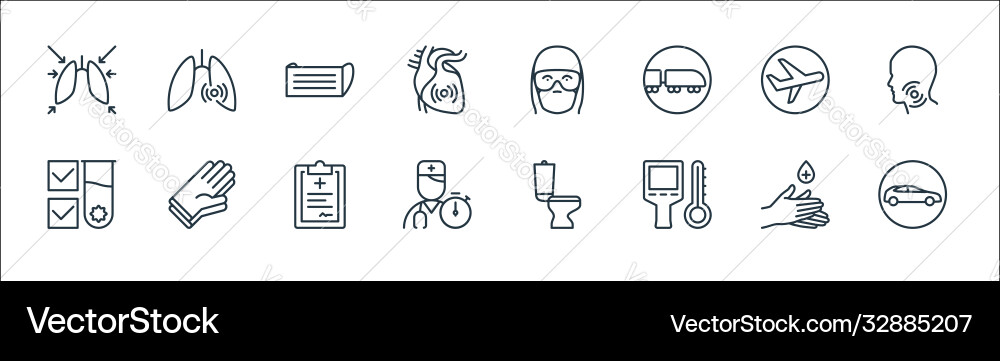 Stop virus line icons linear set quality Vector Image
