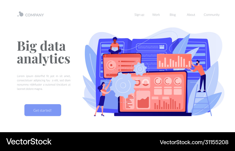 Big data visualization concept landing page Vector Image