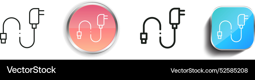 Charger icon thin linear regular and button style Charger icon thin linear regular and button style Vector Image