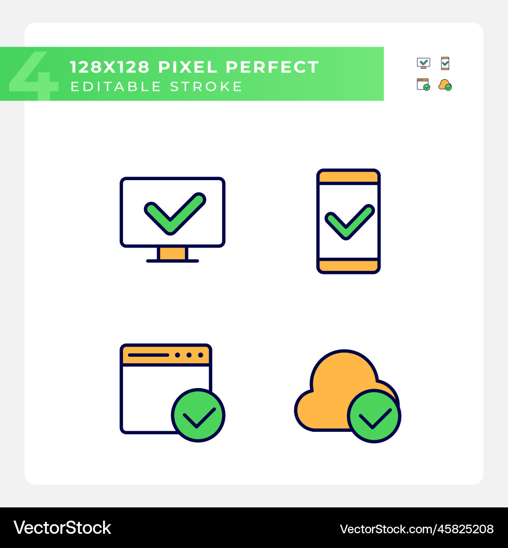 Checkmarks in digital technologies pixel perfect Checkmarks in digital technologies pixel perfect vector image