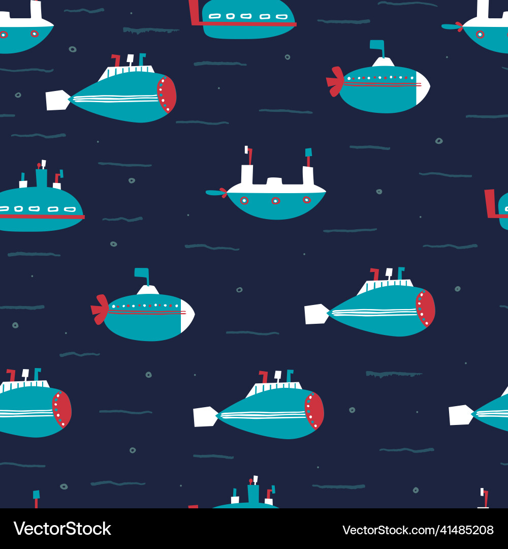 Childish seamless pattern with submarines Vector Image